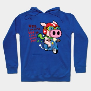 A strong pig ride a scooter Hoodie